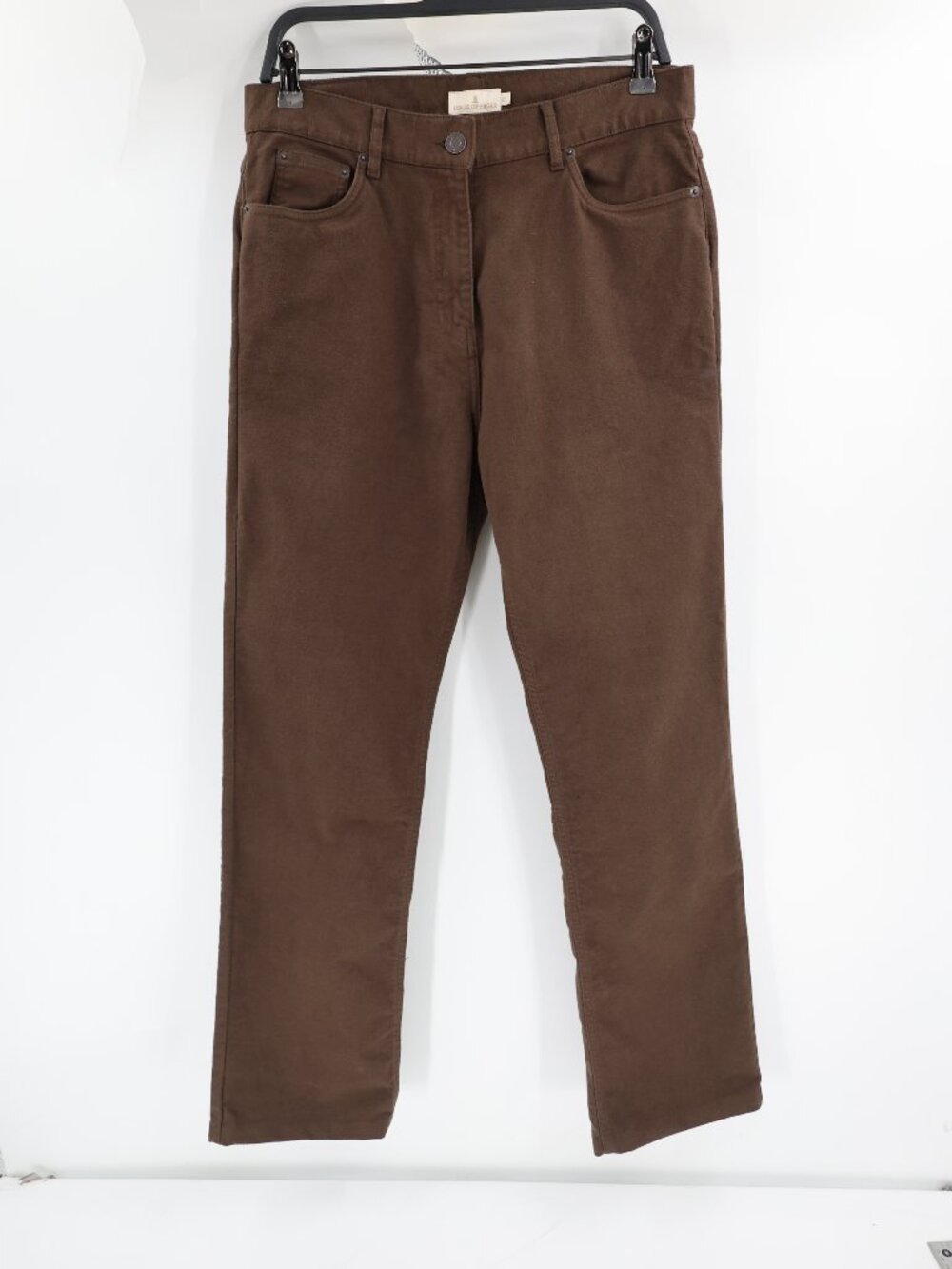 House of Bruar Pants Women 12 L30 moleskin Straight Leg 5 Pocket High Rise Brown - Picture 1 of 12